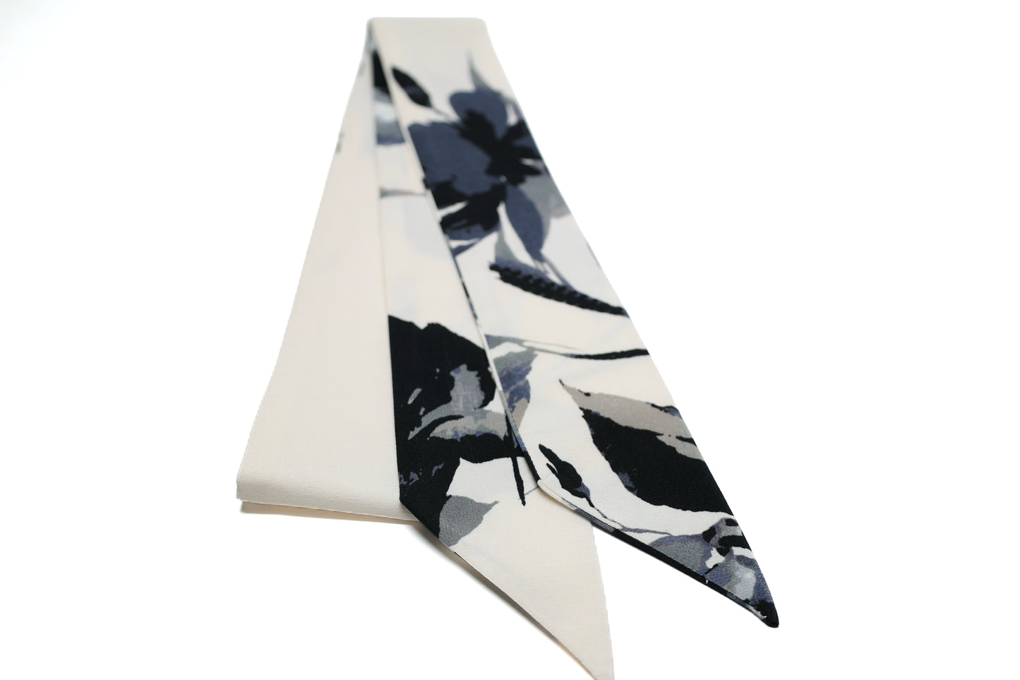 Midnight floral skinny silk scarf