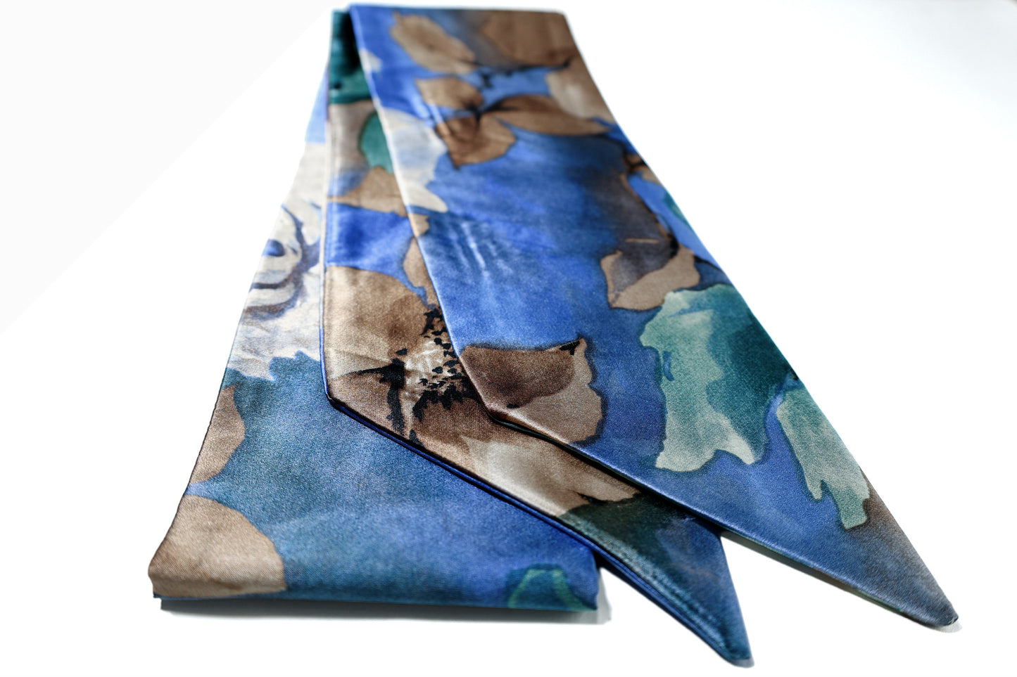 Midnight bloom wide silk scarf