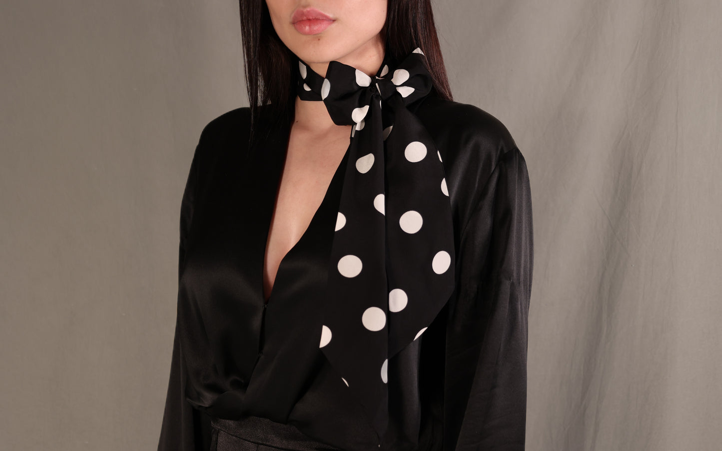Black Polka Dot silk scarf