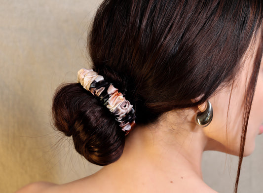 Floral renaissance silk midi scrunchie