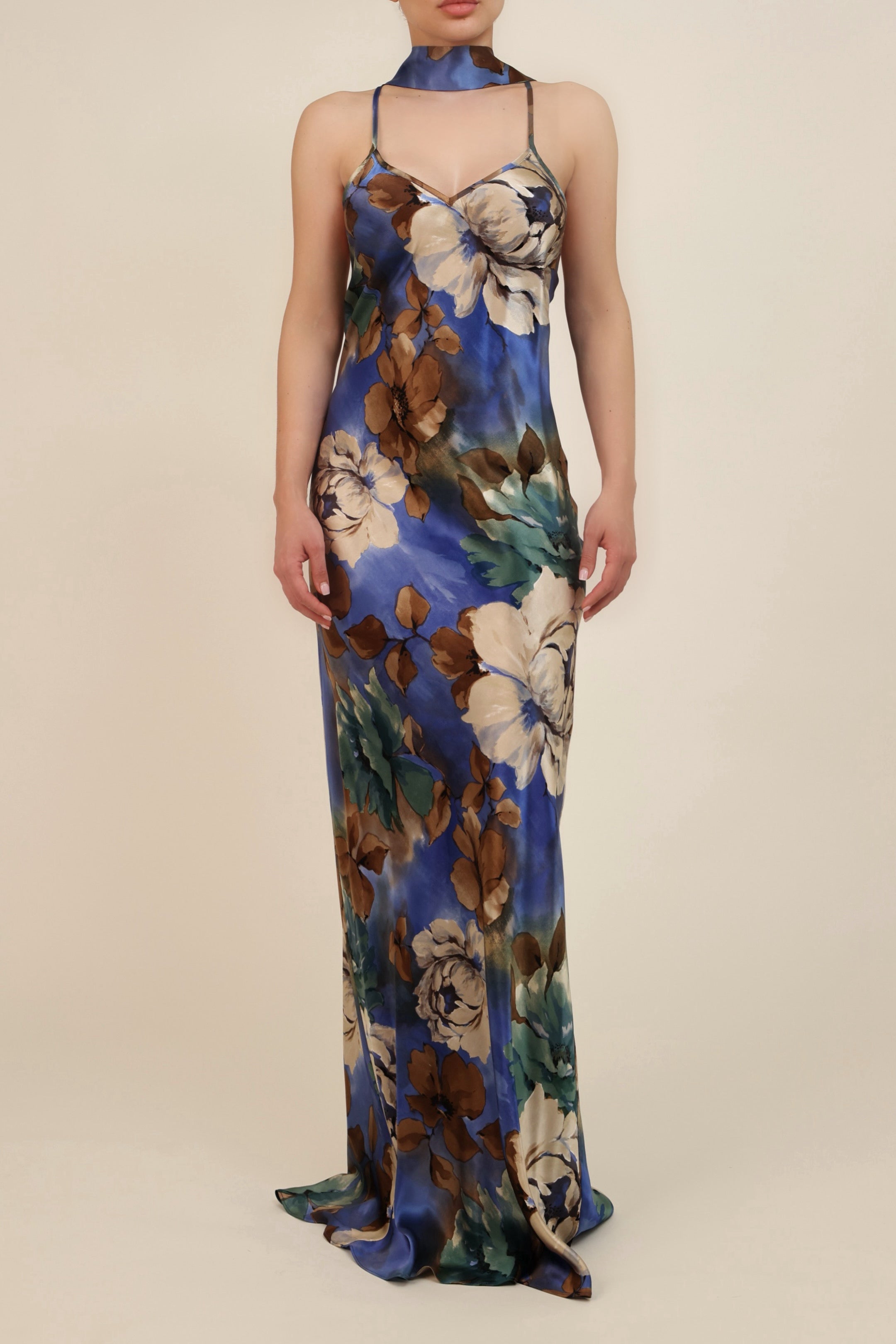 Slip Bias Gown - Midnight Bloom