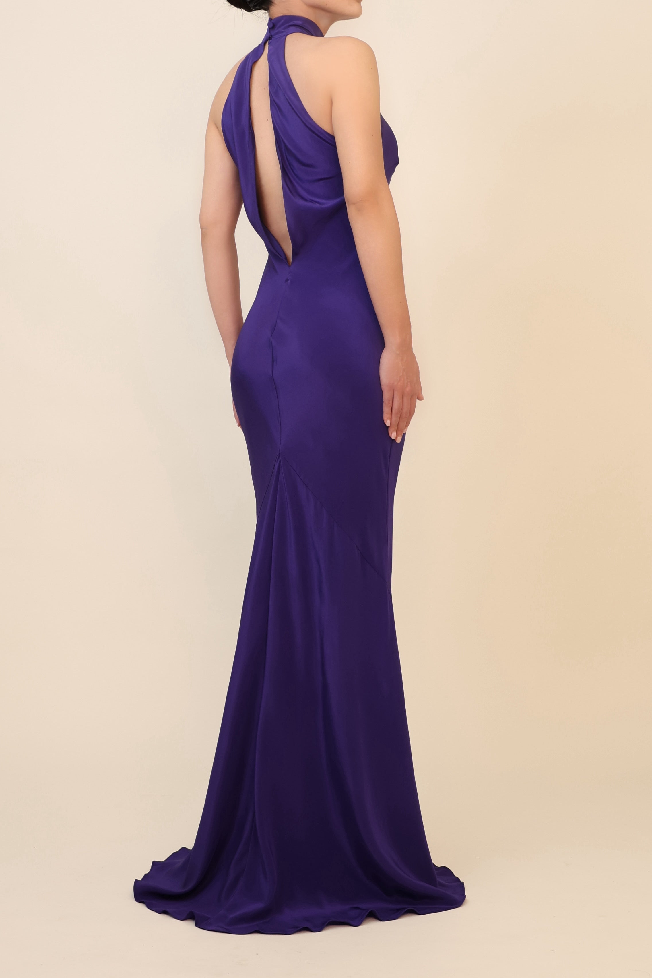 Halter Neck Gown - Plum
