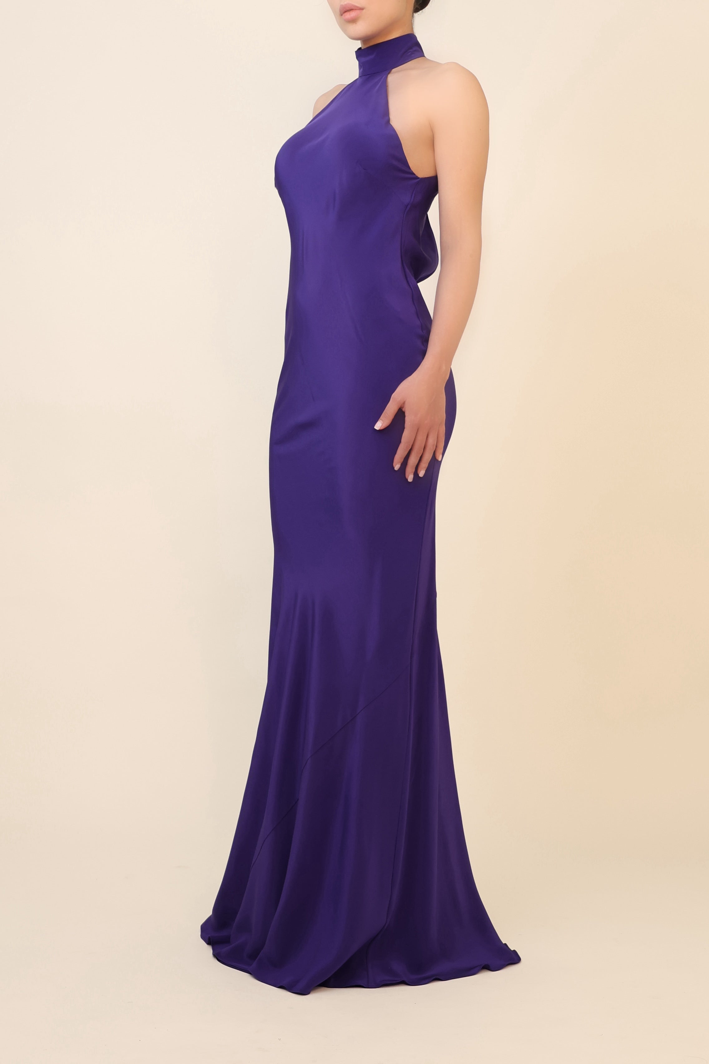 Halter Neck Gown - Plum