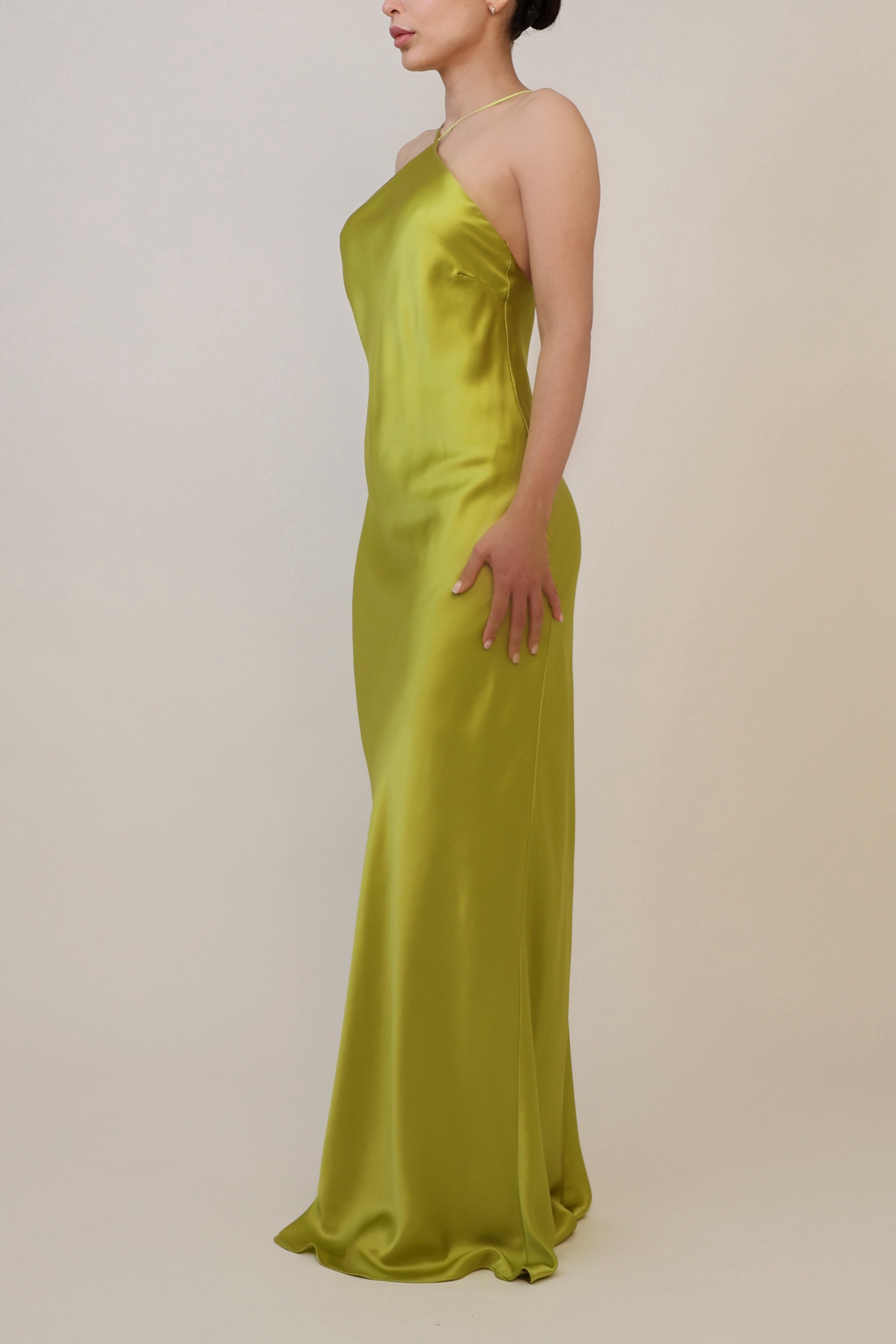 Halter Neckline Gown - Chartreuse