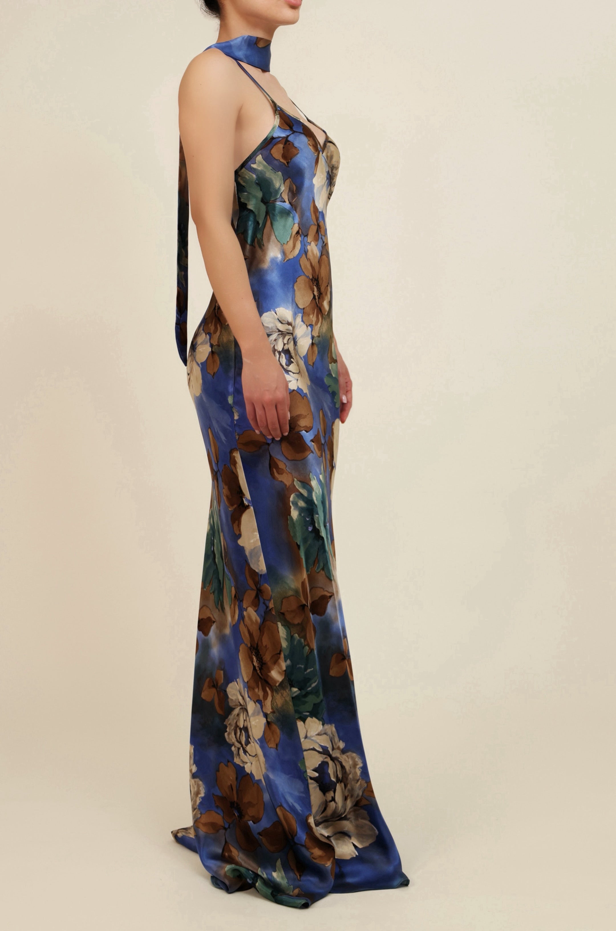 Slip Bias Gown - Midnight Bloom