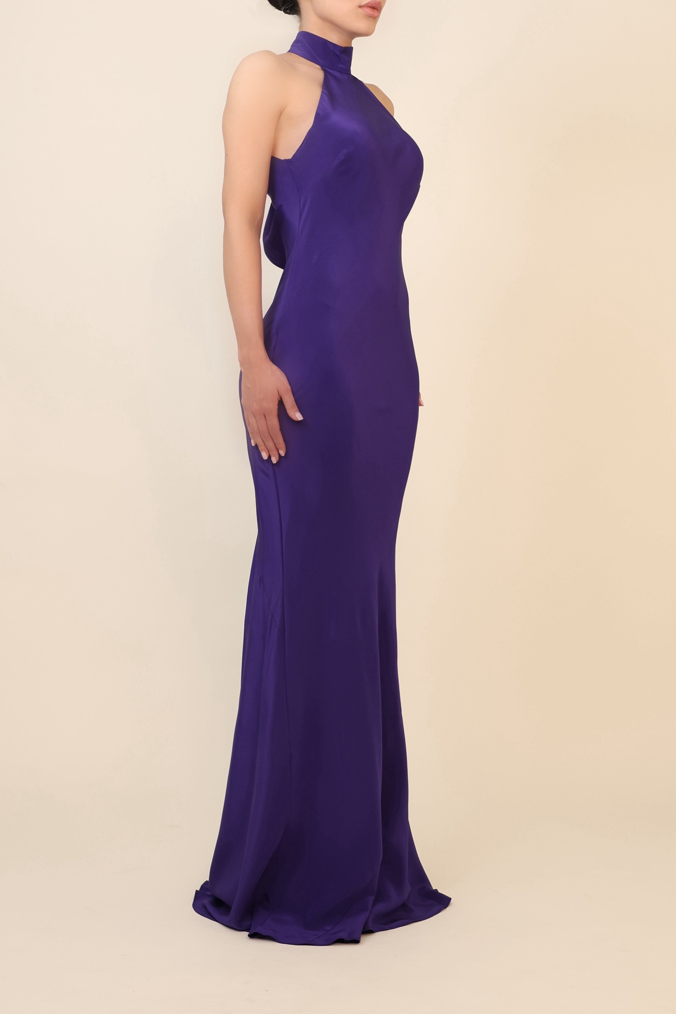 Halter Neck Gown - Plum