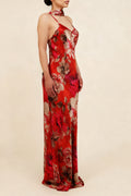 Slip Bias Gown - Crimson Bloom
