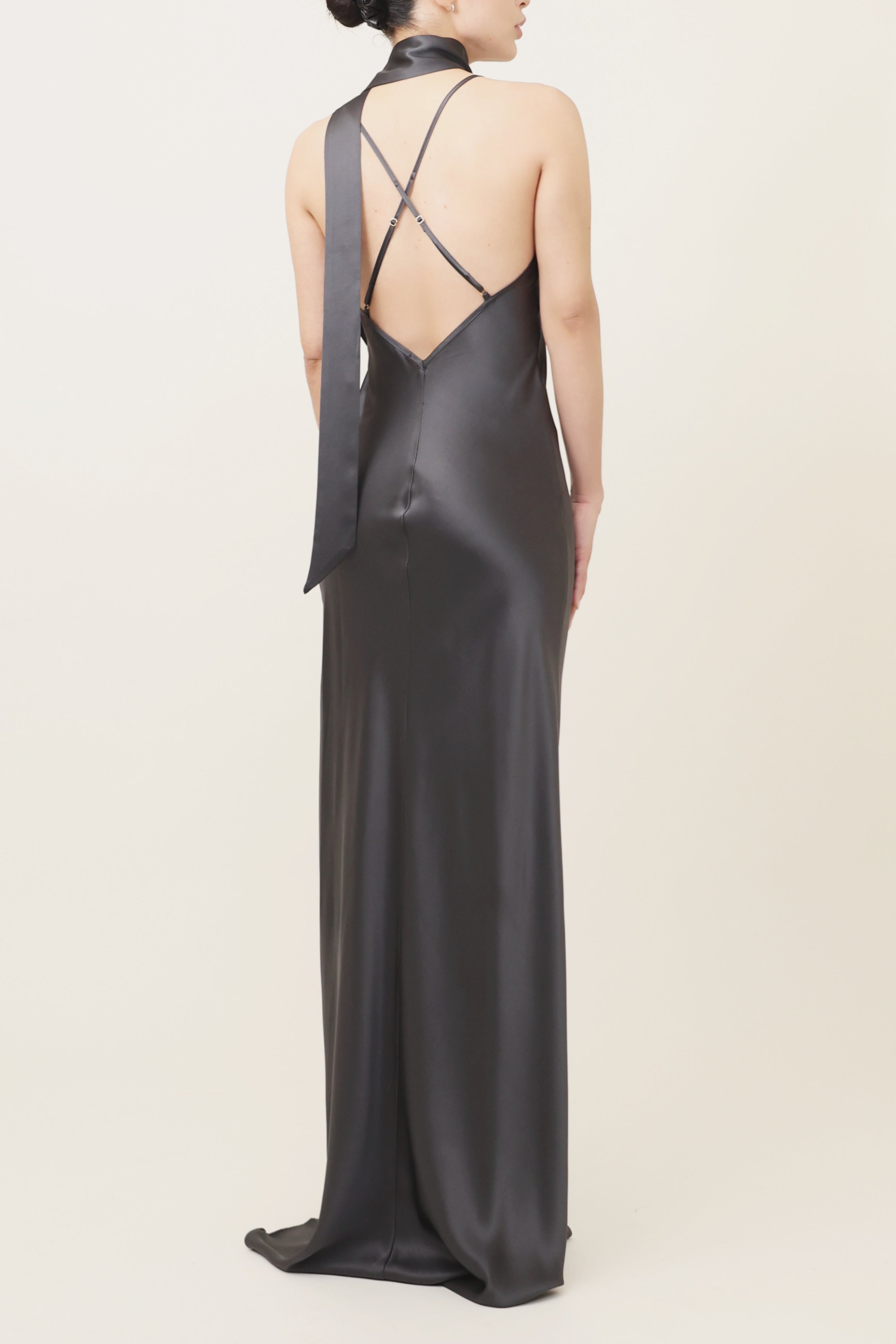 Slip Bias Gown - Gunmetal Gray
