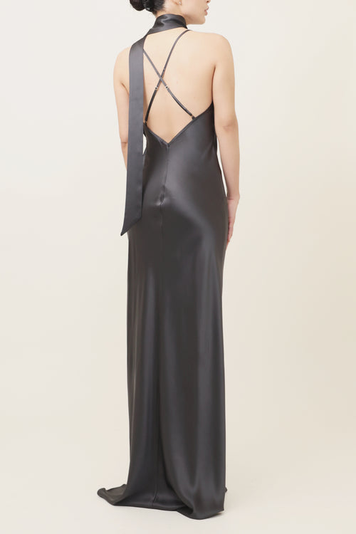 Slip Bias Gown - Gunmetal Gray
