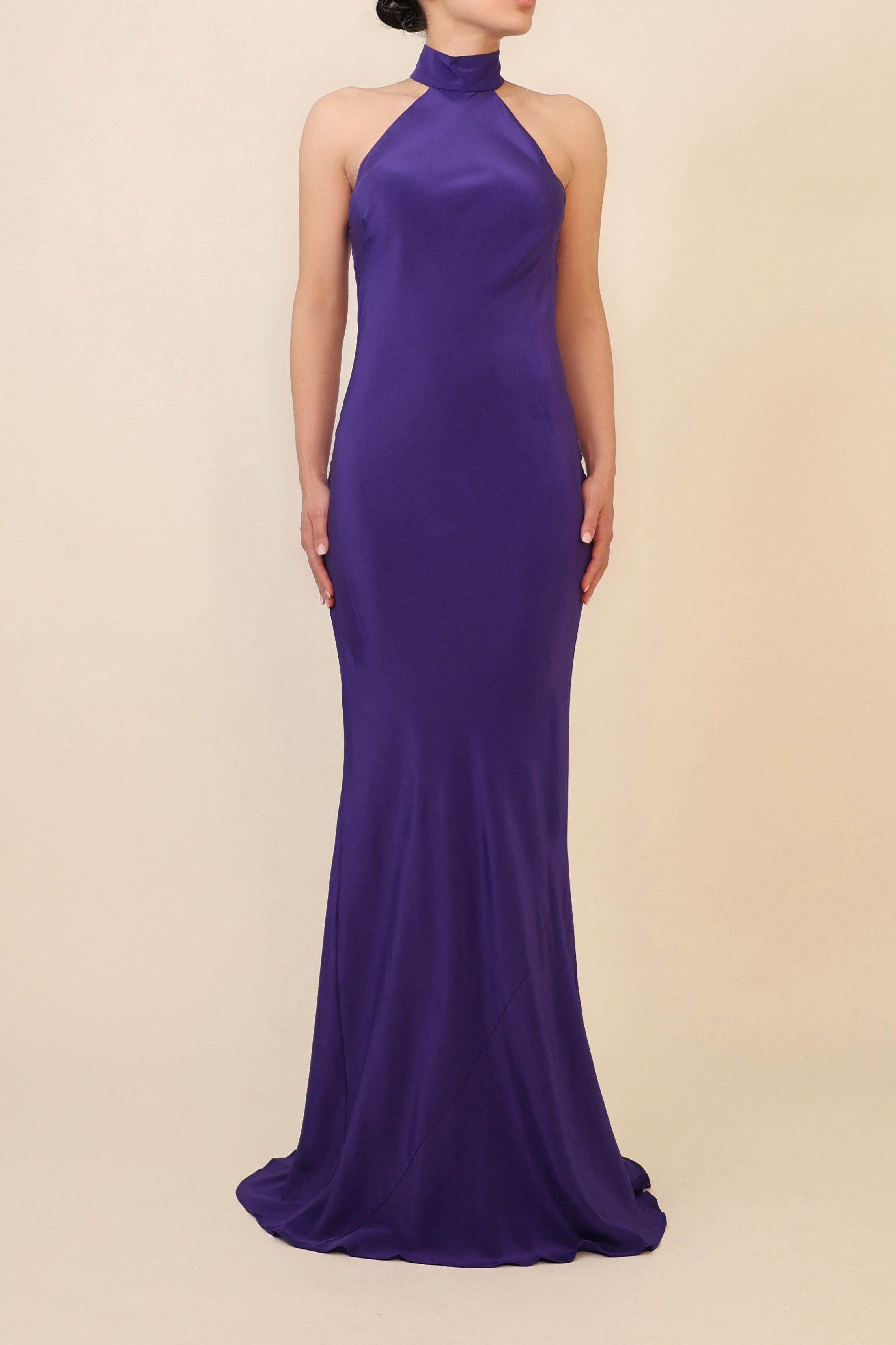 Halter Neck Gown - Plum