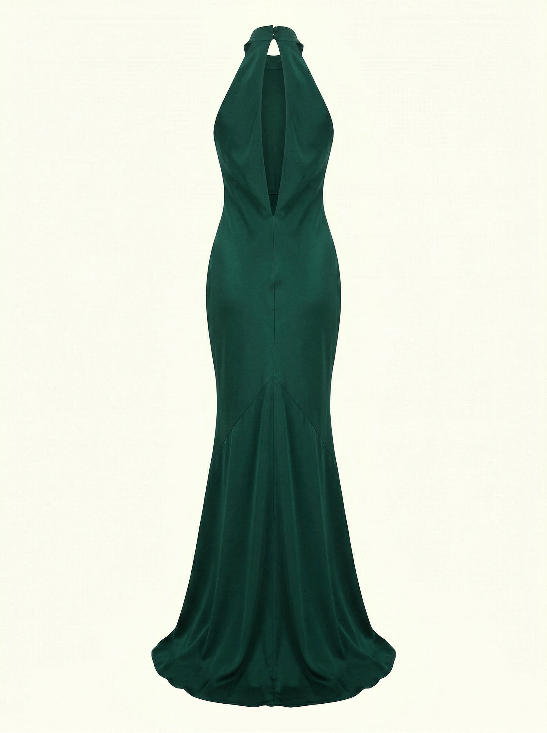 Green evening back of a gown on a white background