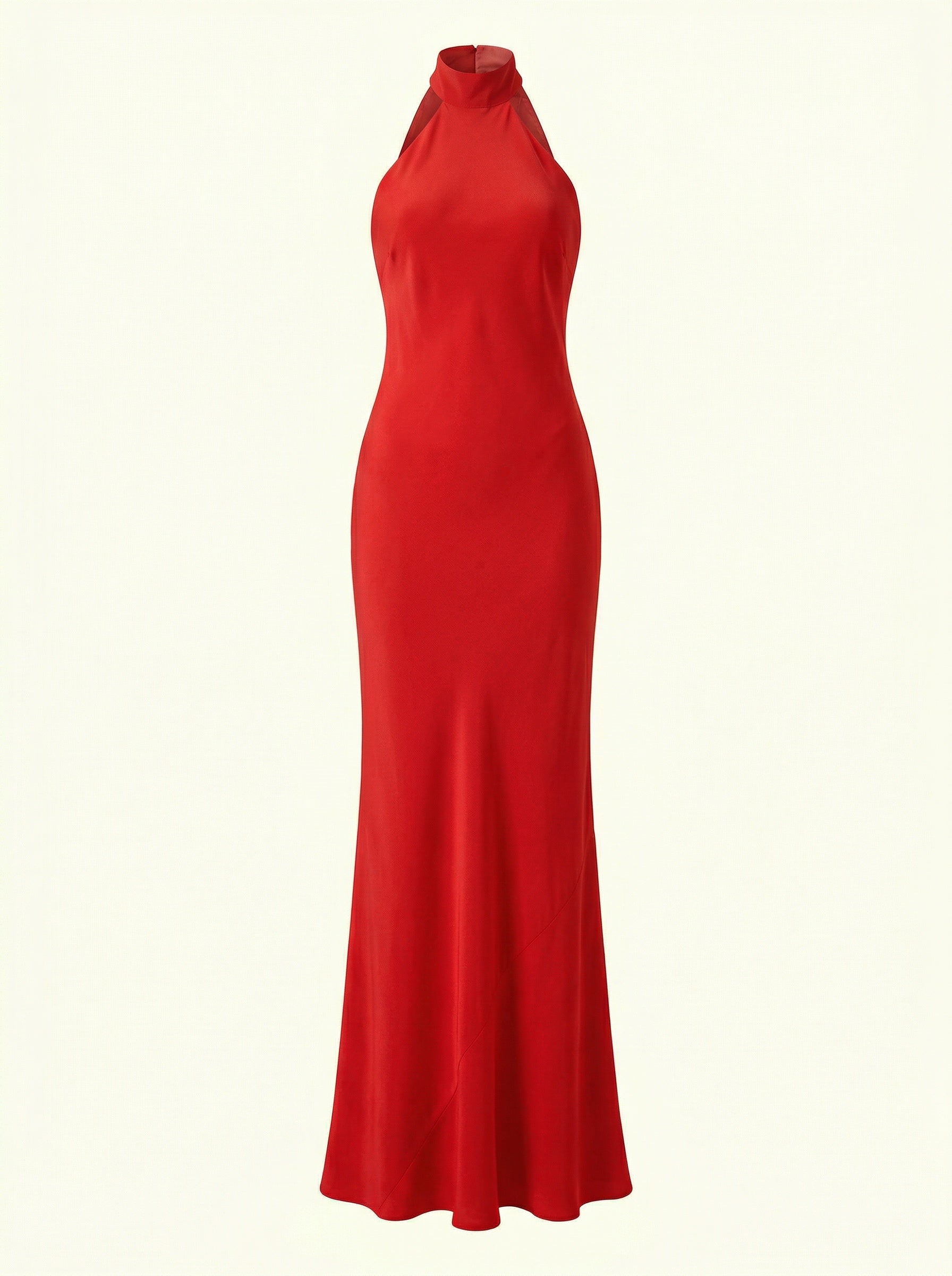 Red  halter neck chocker gown on a white background