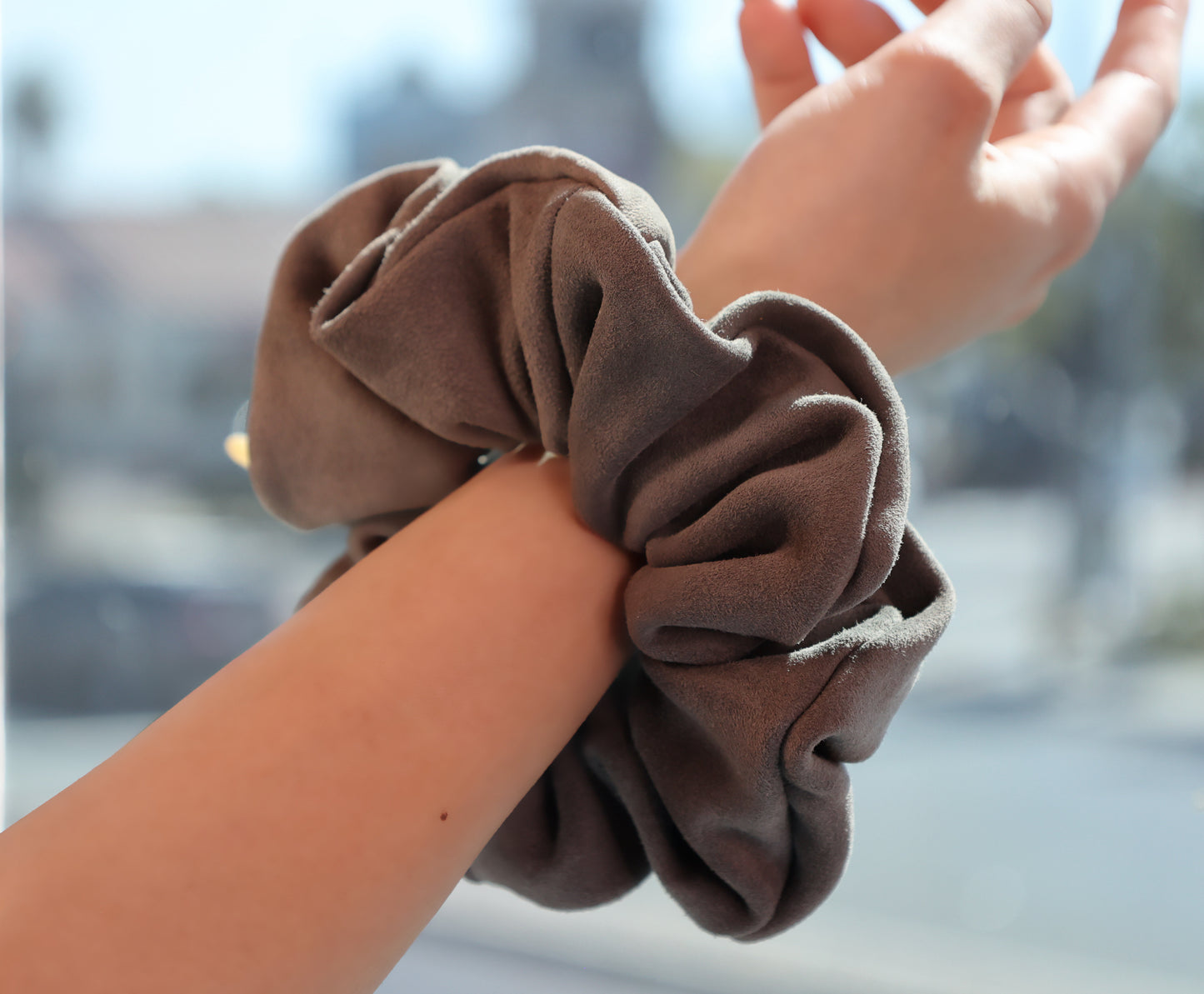 Grey suede
