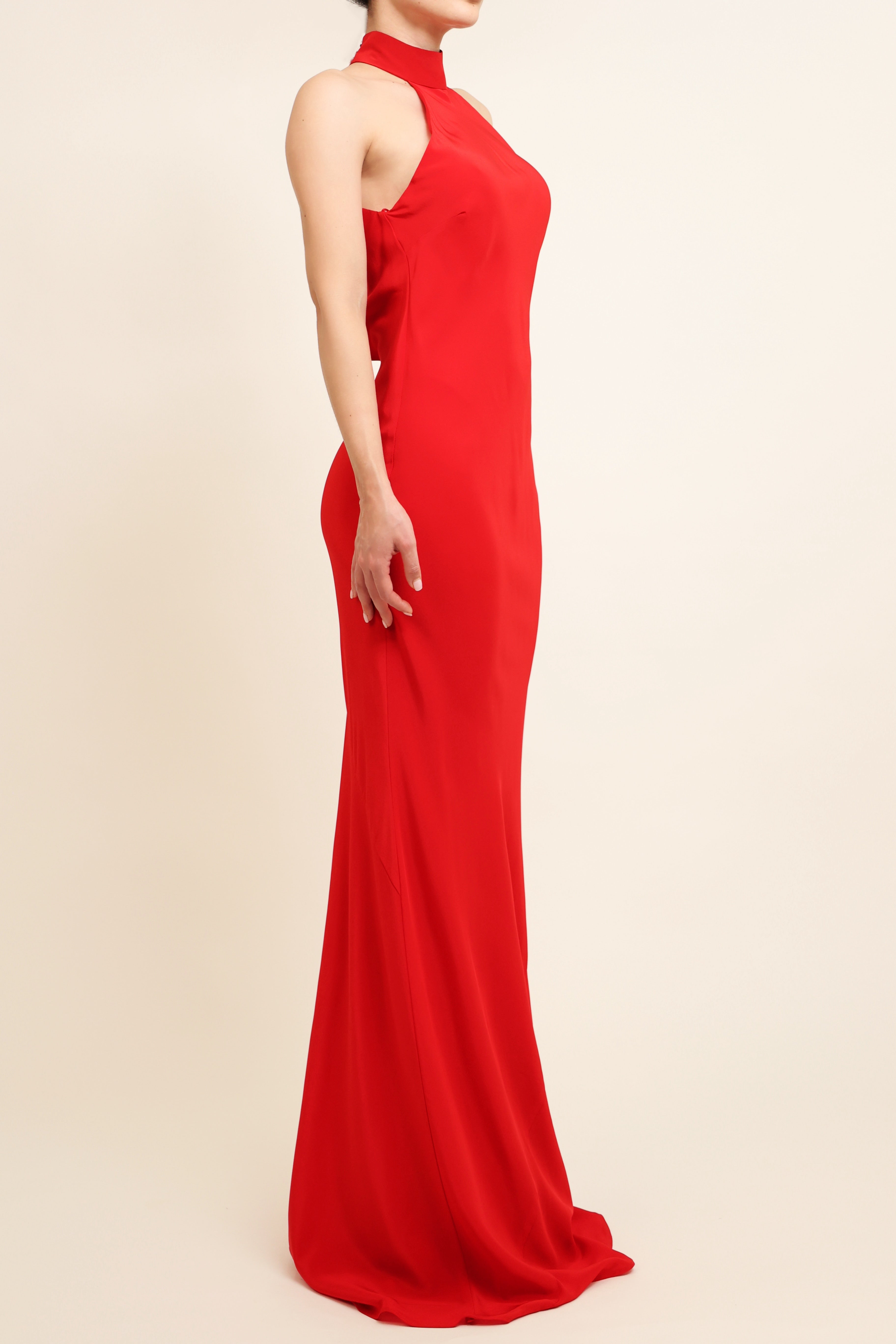 Halter Neck Gown - Red