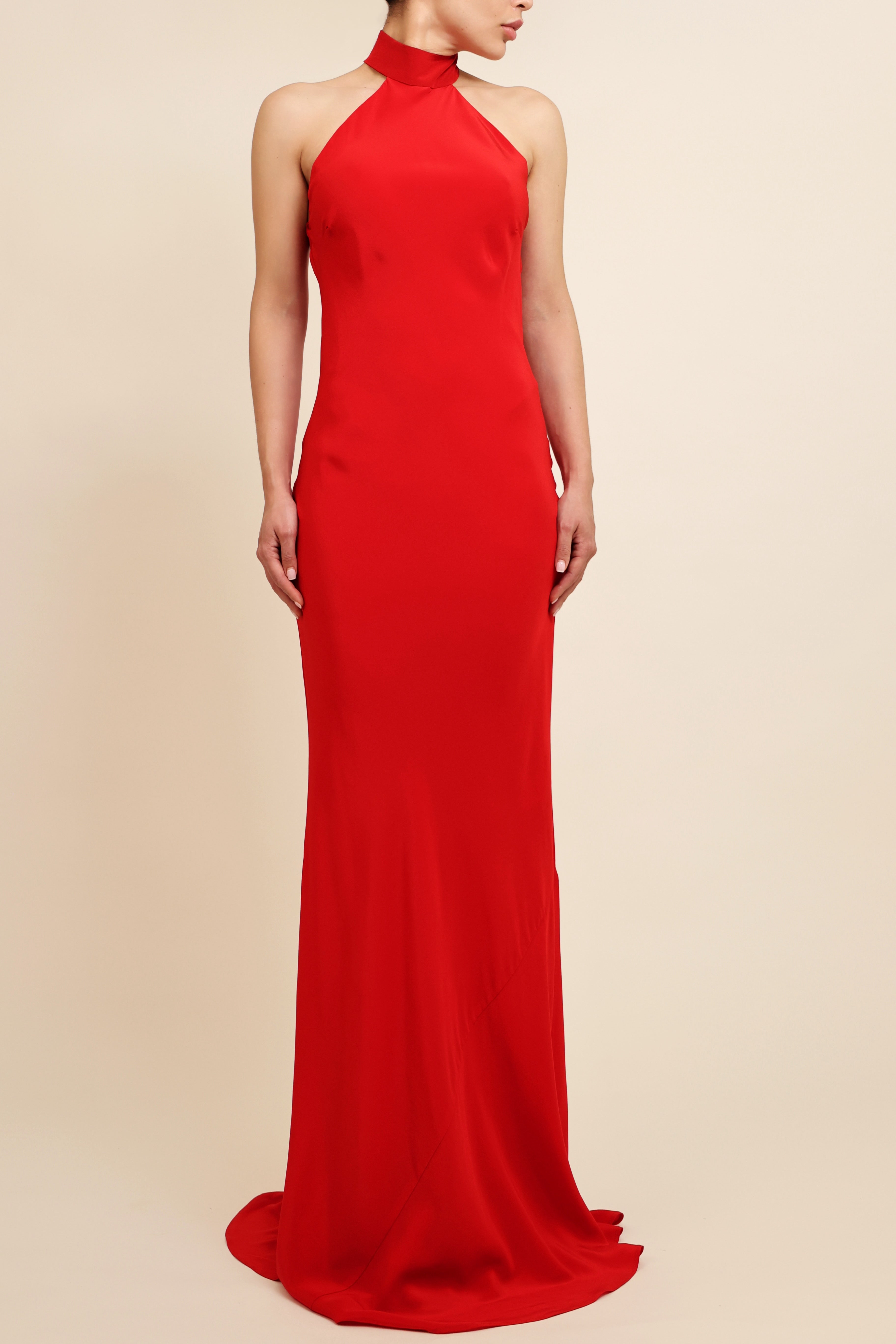 Halter Neck Gown - Red