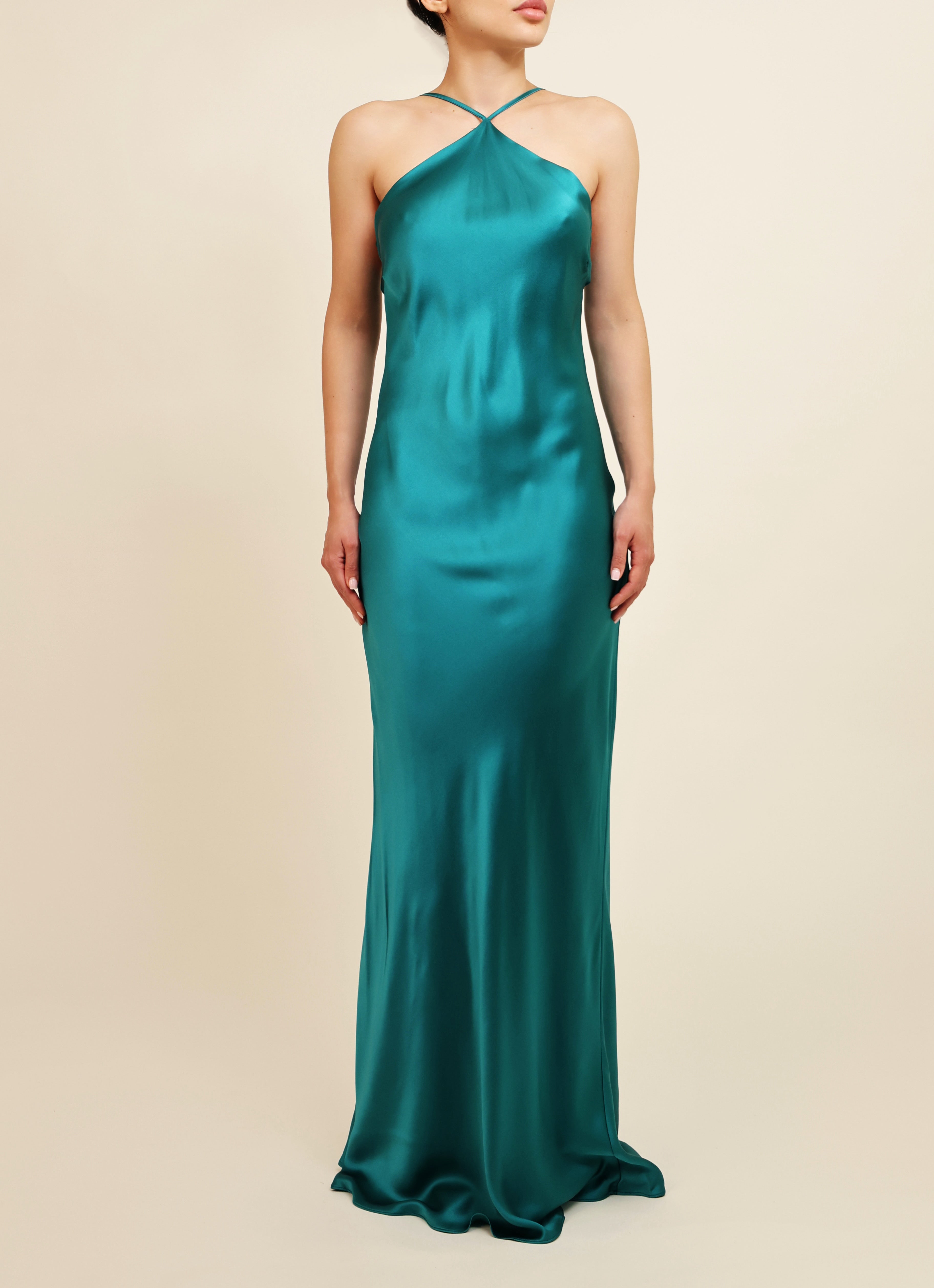 Halter Neckline Gown - Teal