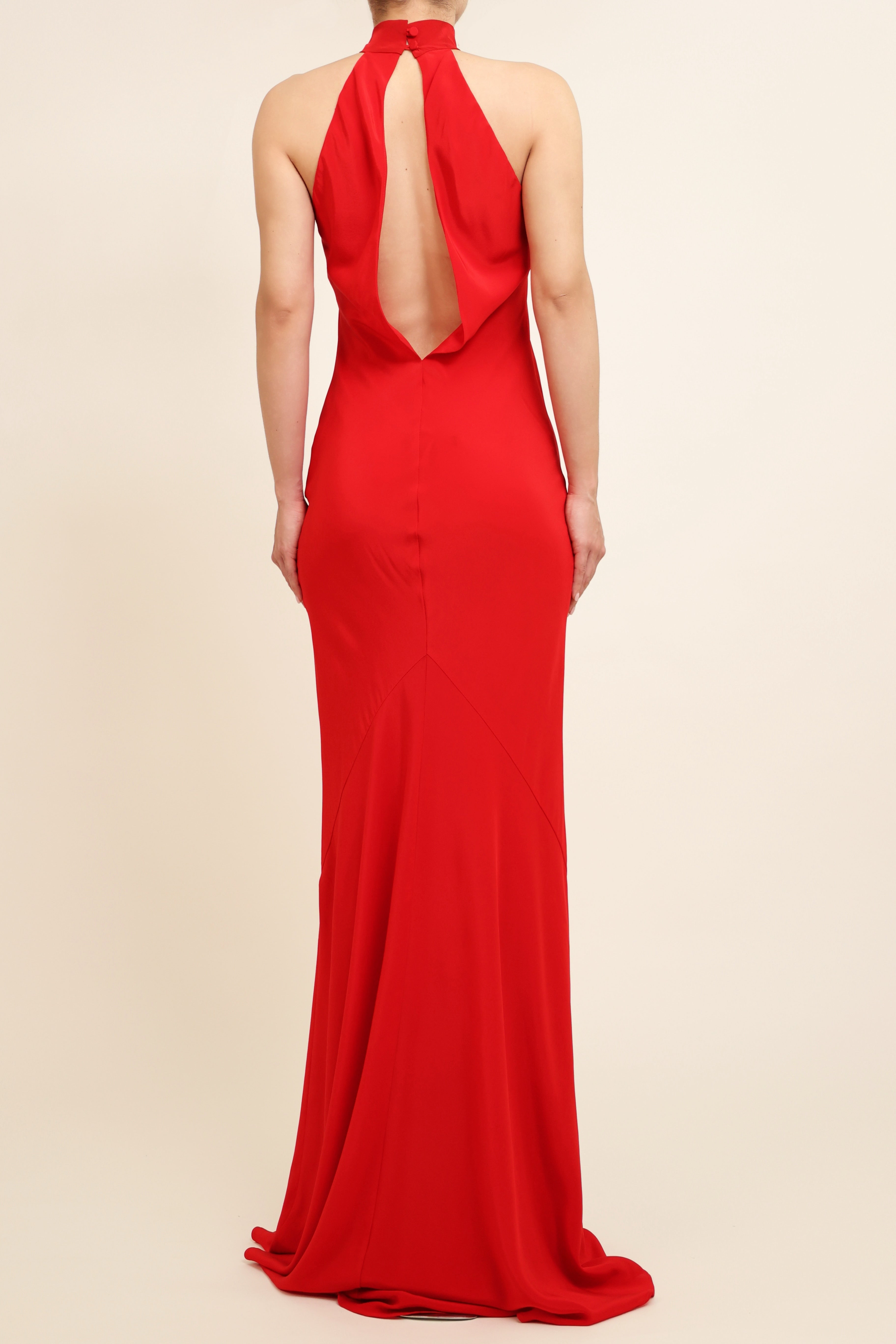 Halter Neck Gown - Red