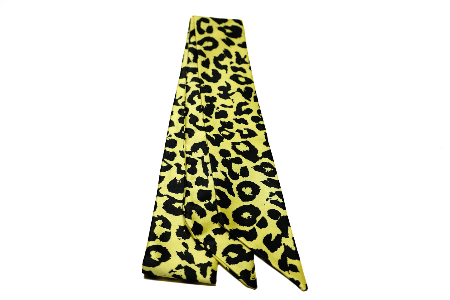Golden leopard skinny silk scarf
