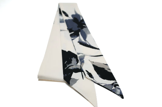 Midnight floral skinny silk scarf