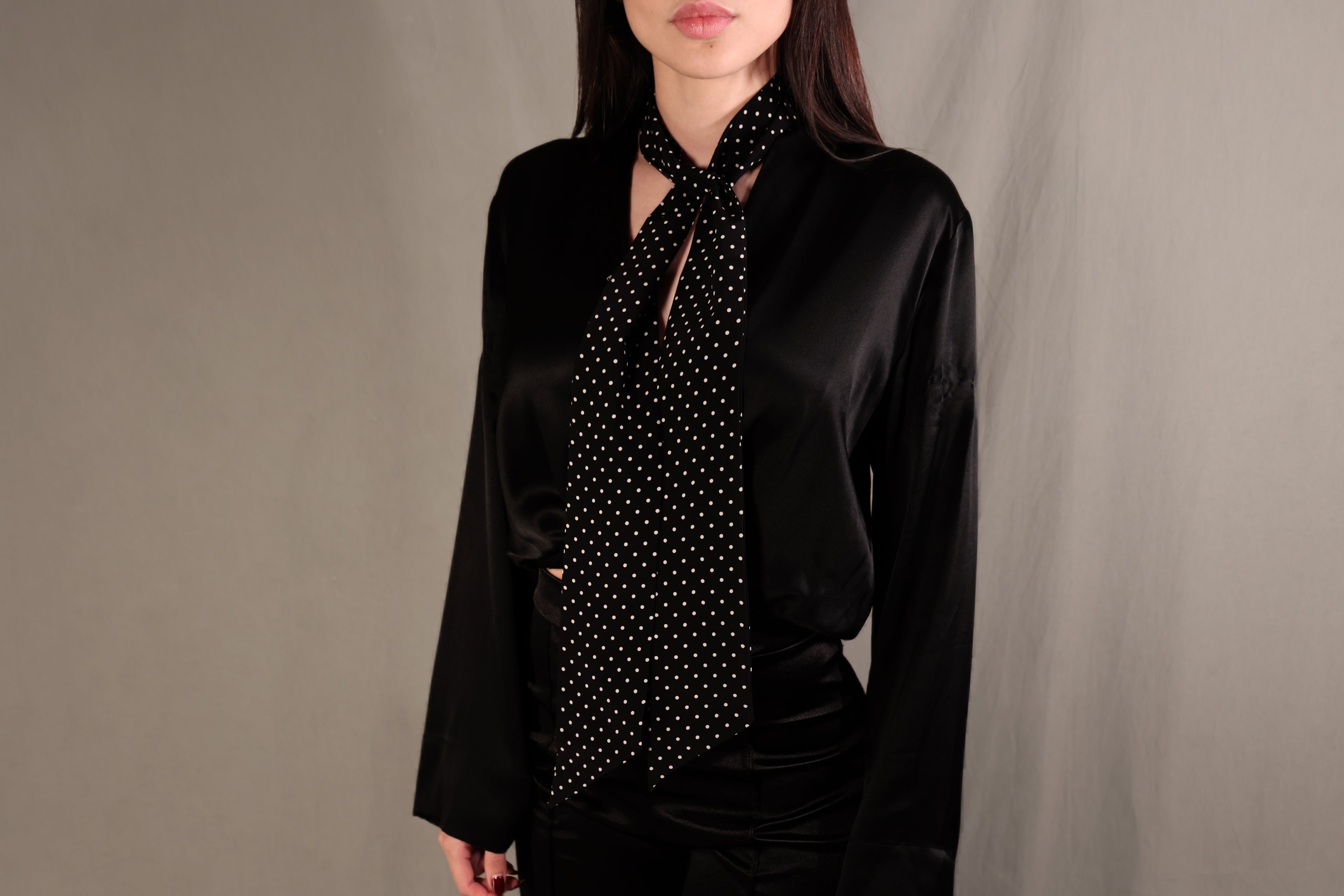 Black Polka Dot silk scarf