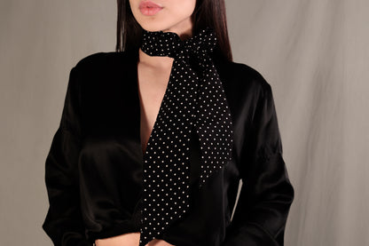 Black Polka Dot silk scarf